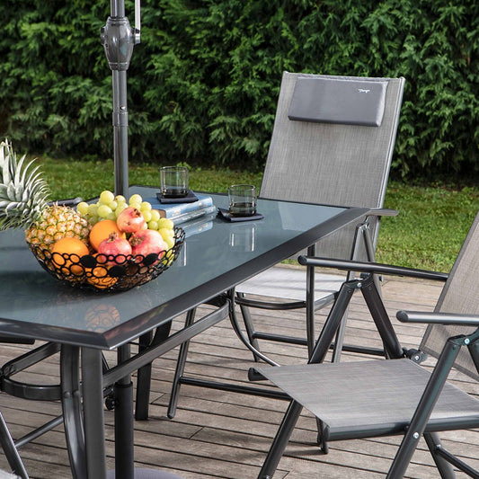 Sanremo – set da giardino con tavolo, 4 sedie reclinabili e ombrellone