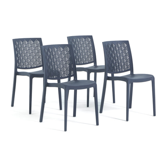 Astrid – sedia in polipropilene con schienale a conifere, colore petrolio