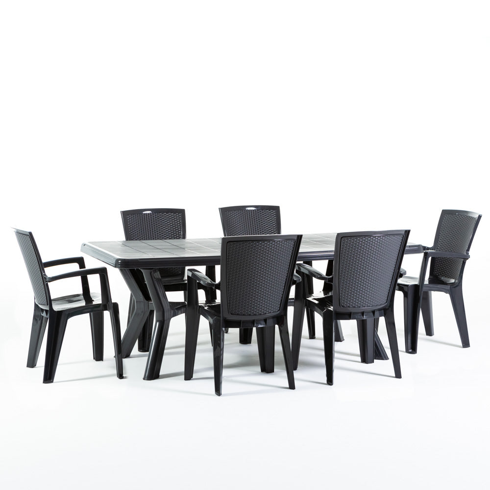 Samuel & Diana set da giardino con tavolo 200x95 cm e 6 sedie, 6 sedie antracite, tavolo antracite