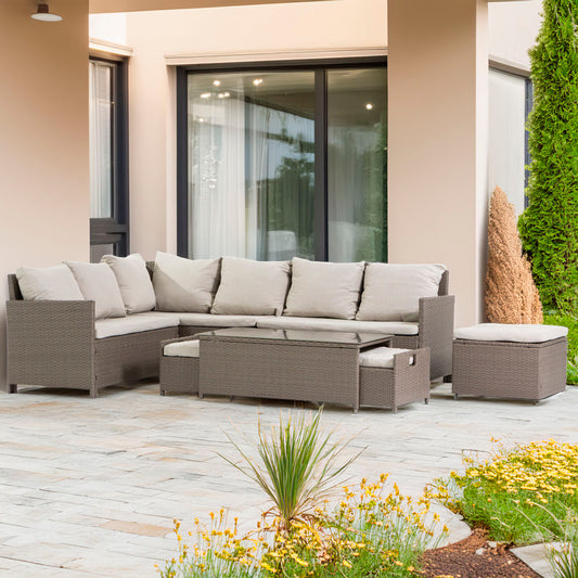 Latina – set da giardino in polirattan con divano e sedute