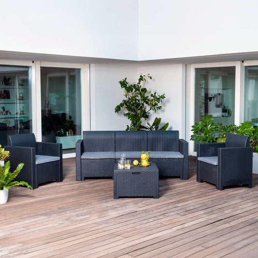Salina – set relax da giardino in polipropilene effetto rattan