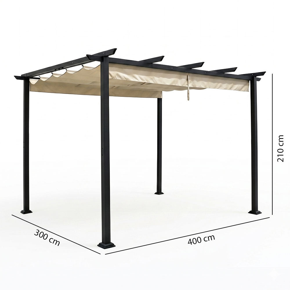 Eolo – pergola da giardino 3x4 m con copertura scorrevole