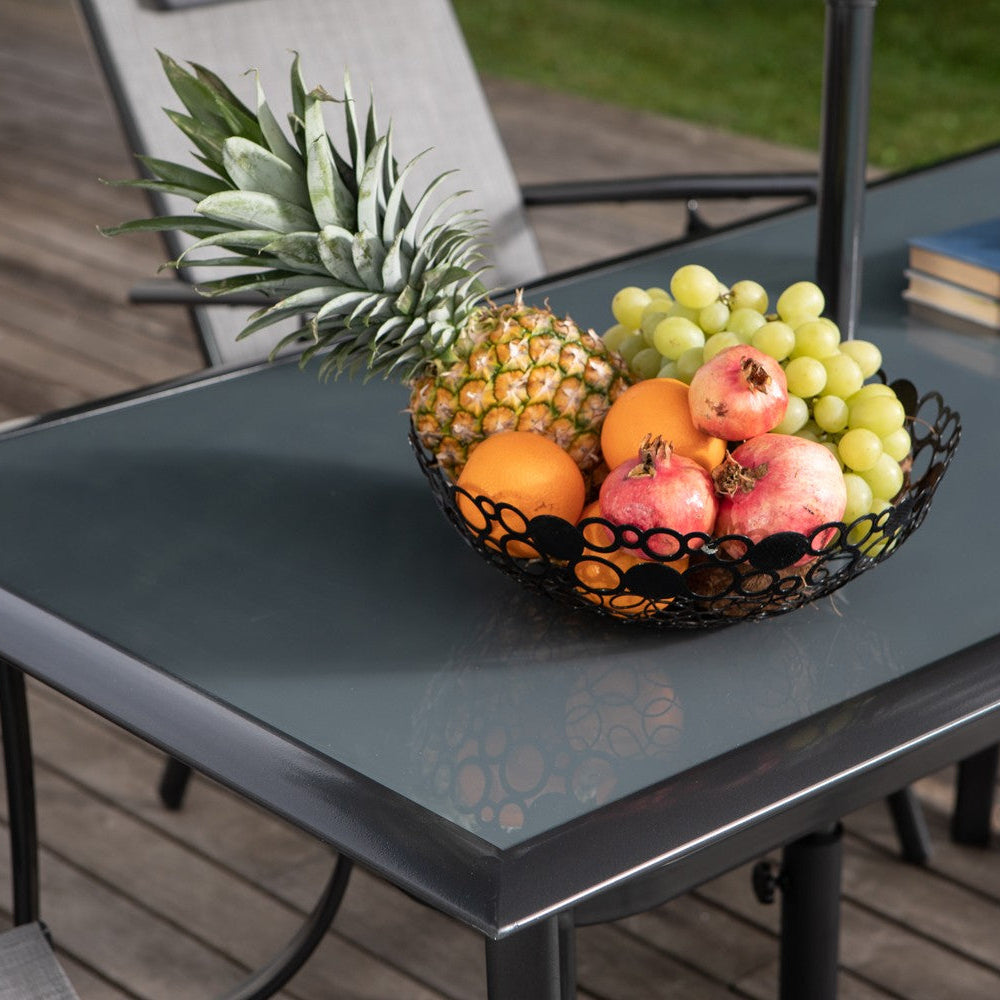 Sanremo – set da giardino con tavolo, 4 sedie reclinabili e ombrellone