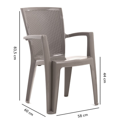 Diana – sedia in polipropilene con schienale effetto rattan
