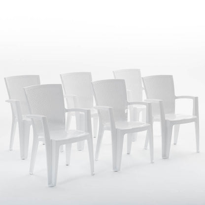 Diana – sedia in polipropilene con schienale effetto rattan, colore bianco