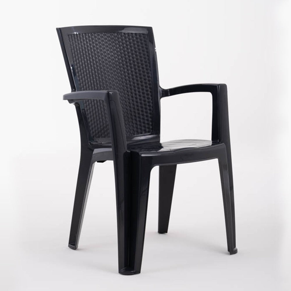 Diana – sedia in polipropilene con schienale effetto rattan
