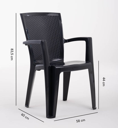 Diana – sedia in polipropilene con schienale effetto rattan