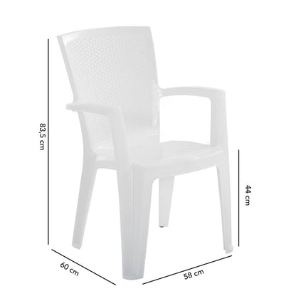 Diana – sedia in polipropilene con schienale effetto rattan