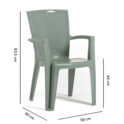Diana – sedia in polipropilene con schienale effetto rattan