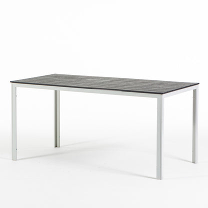 Thomas – tavolo in acciaio e polietilene effetto legno, colore bianco/ardesia, dimensione 156x78 cm