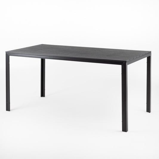 Thomas – tavolo in acciaio e polietilene effetto legno, colore antracite, dimensione 156x78 cm