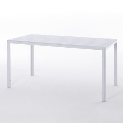 Thomas – tavolo in acciaio e polietilene effetto legno, colore bianco, dimensione 156x78 cm