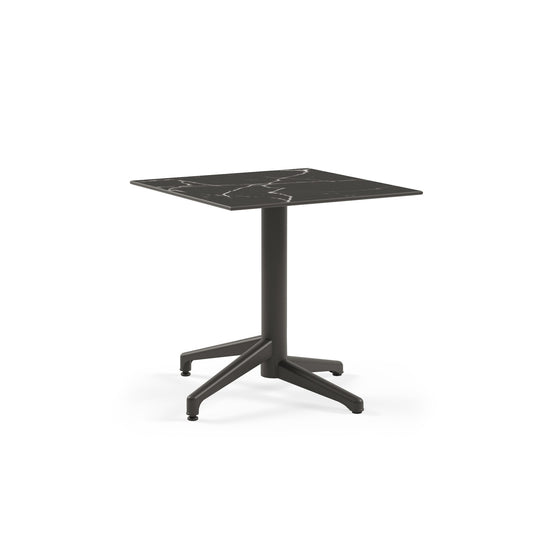 Tom – tavolo pieghevole in alluminio e polipropilene, colore marmo nero, dimensione 77x77 cm