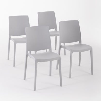Carmen – sedia in polipropilene dal design lineare, colore grigio chiaro