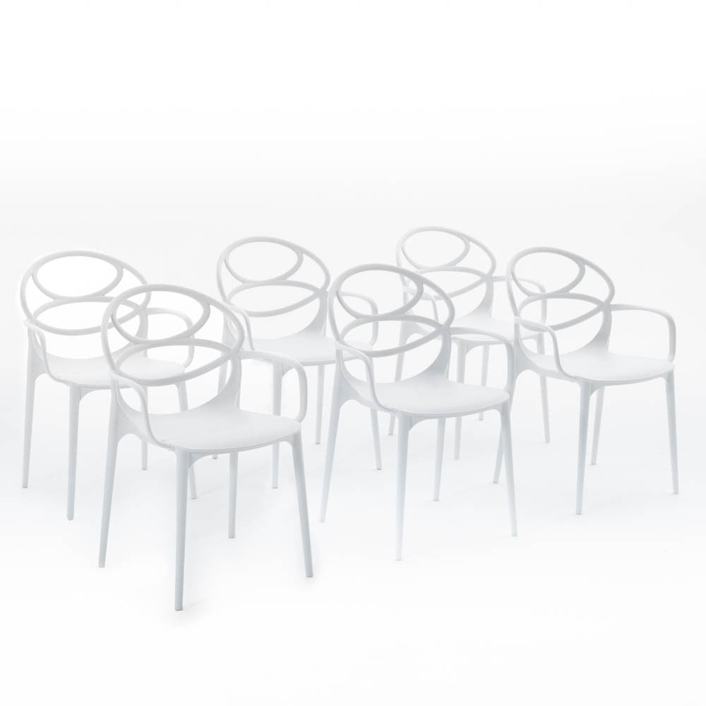 Charlotte – sedia in resina monoblocco con braccioli, colore bianco
