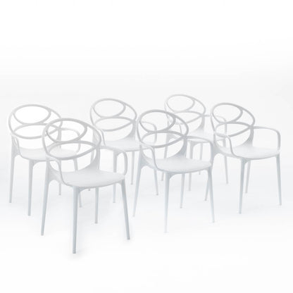 Charlotte – sedia in resina monoblocco con braccioli, colore bianco