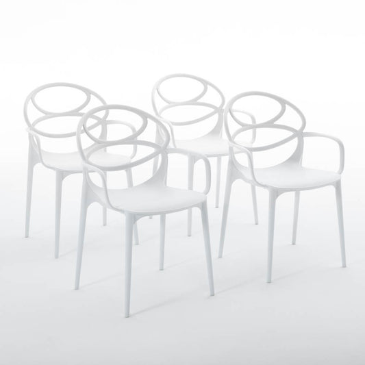 Charlotte – sedia in resina monoblocco con braccioli, colore bianco