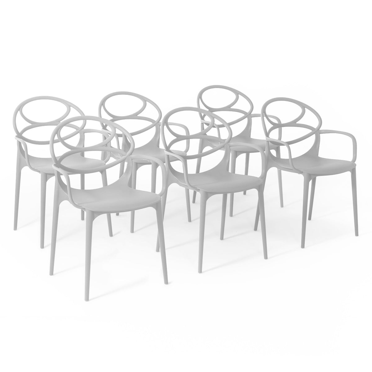 Charlotte – sedia in resina monoblocco con braccioli, colore grigio chiaro