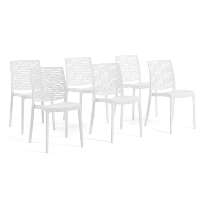 Malika – sedia in polipropilene con schienale effetto dune, colore bianco