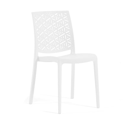 Zora – sedia in polipropilene con schienale geometrico, colore bianco