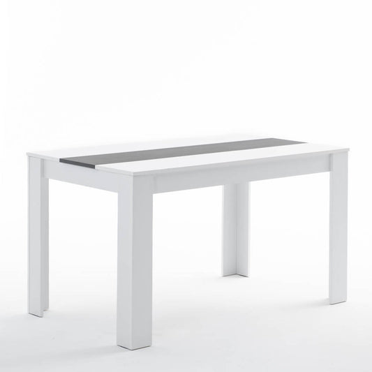 Ulisse – tavolo in melaminico effetto cemento con fascia contrasto, colore bianco e nero