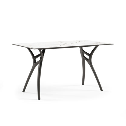 Leone – tavolo in resina con piano in resina melaminica, colore marmo bianco, dimensione 140x80 cm