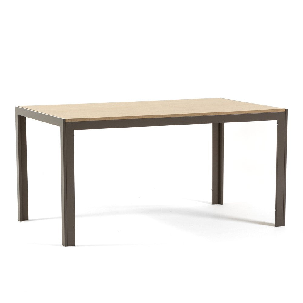Noah – tavolo in MDF effetto legno e struttura alluminio, struttura tortora, top tavolo legno