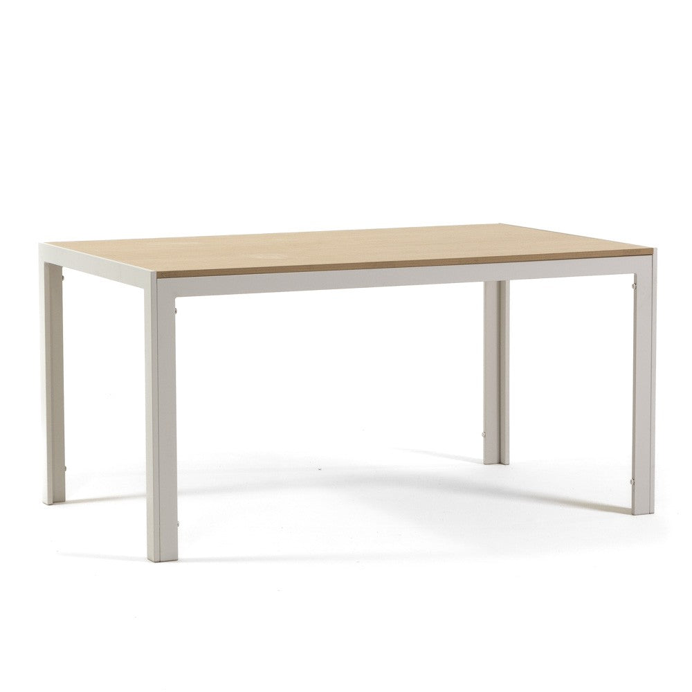 Noah – tavolo in MDF effetto legno e struttura alluminio, struttura bianco, top tavolo legno