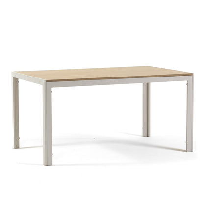 Noah – tavolo in MDF effetto legno e struttura alluminio, struttura bianco, top tavolo legno