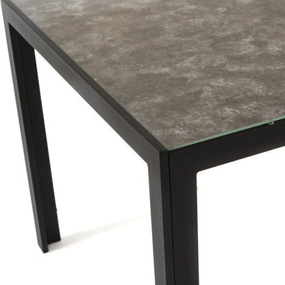 Milo XS – tavolo in alluminio con piano in vetro decorato