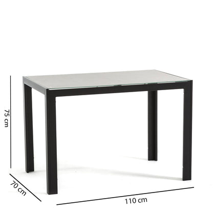 Milo XS – tavolo in alluminio con piano in vetro decorato