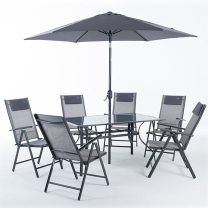 Positano – set da giardino 8 pezzi con tavolo 6 sedie e ombrellone