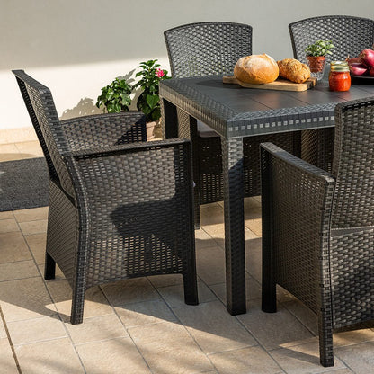 Como XL – tavolo da giardino 150x90 con 6 poltrone effetto rattan