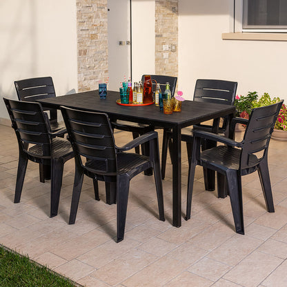 Thomas & Anita set pranzo giardino con 6 sedie e tavolo effetto legno