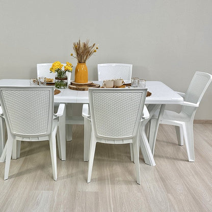 Samuel & Diana set da giardino con tavolo 200x95 cm e 6 sedie