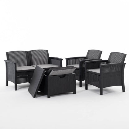 Tropea – set da giardino con divano 2 posti e tavolino contenitore, colore antracite