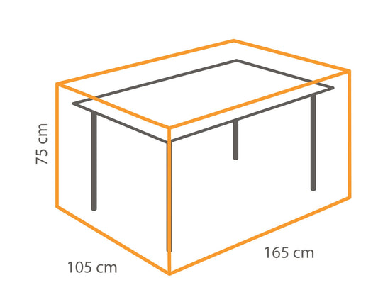 Cover tavolo da esterno impermeabile anti UV con velcro, dimensione 165x105x75h cm