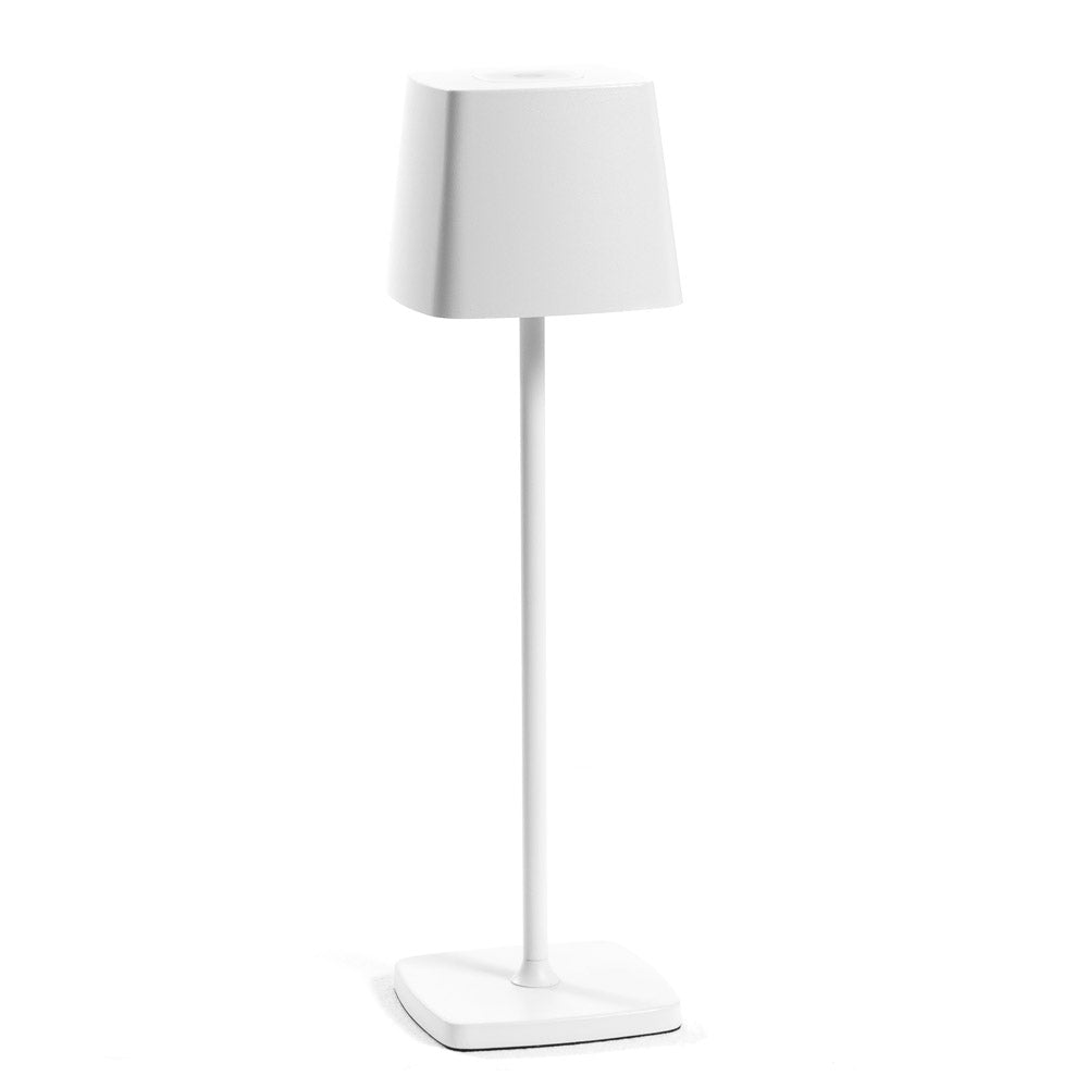 Paola – lampada da tavolo LED ricaricabile con Luce regolabile, colore bianco, forma quadra