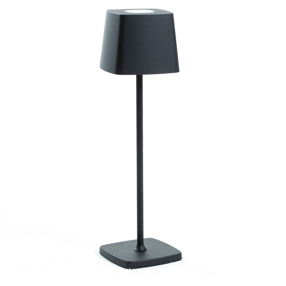 Paola – lampada da tavolo LED ricaricabile con Luce regolabile, colore nero, forma quadra