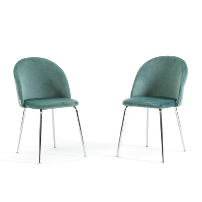 Sara – sedia in velluto con schienale trapuntato a quadri, colore verde giada, gambe argento
