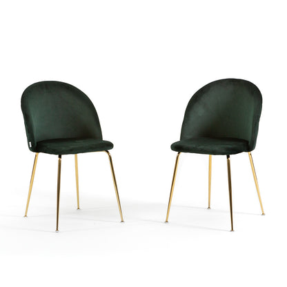 Sara – sedia in velluto con schienale trapuntato a quadri, colore verde scuro, gambe oro