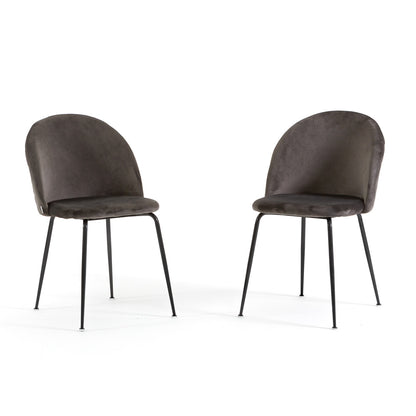 Sara – sedia in velluto con schienale trapuntato a quadri, colore grigio scuro, gambe grigio scuro