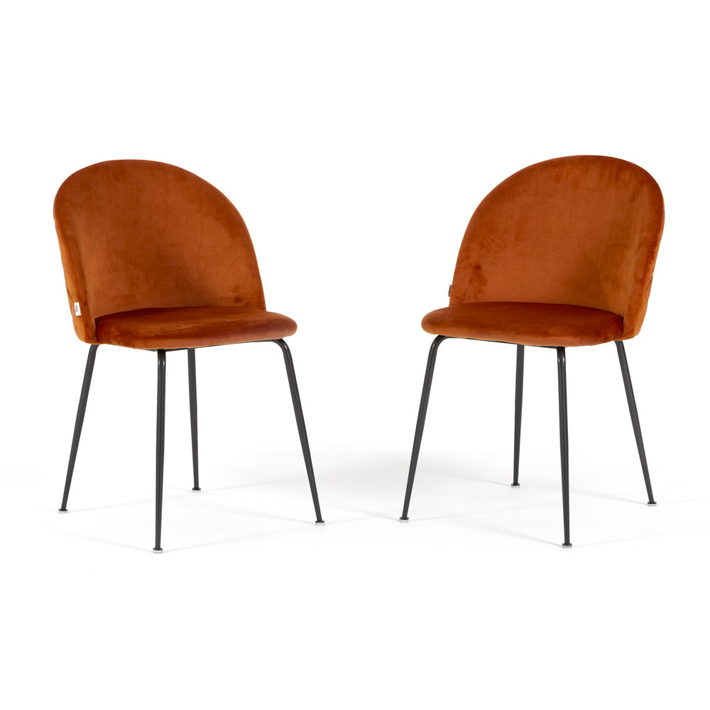 Sara – sedia in velluto con schienale trapuntato a quadri, colore ruggine, gambe grigio scuro
