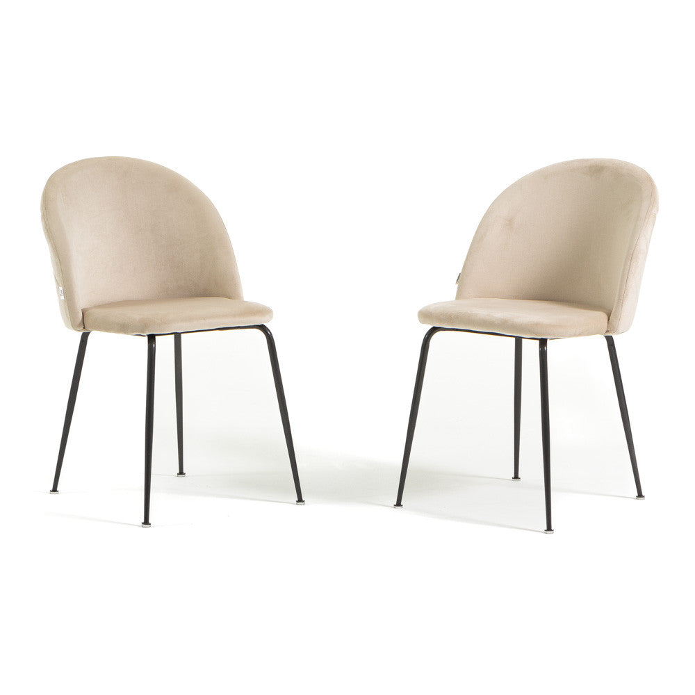 Sara – sedia in velluto con schienale trapuntato a quadri, colore crema, gambe tortora