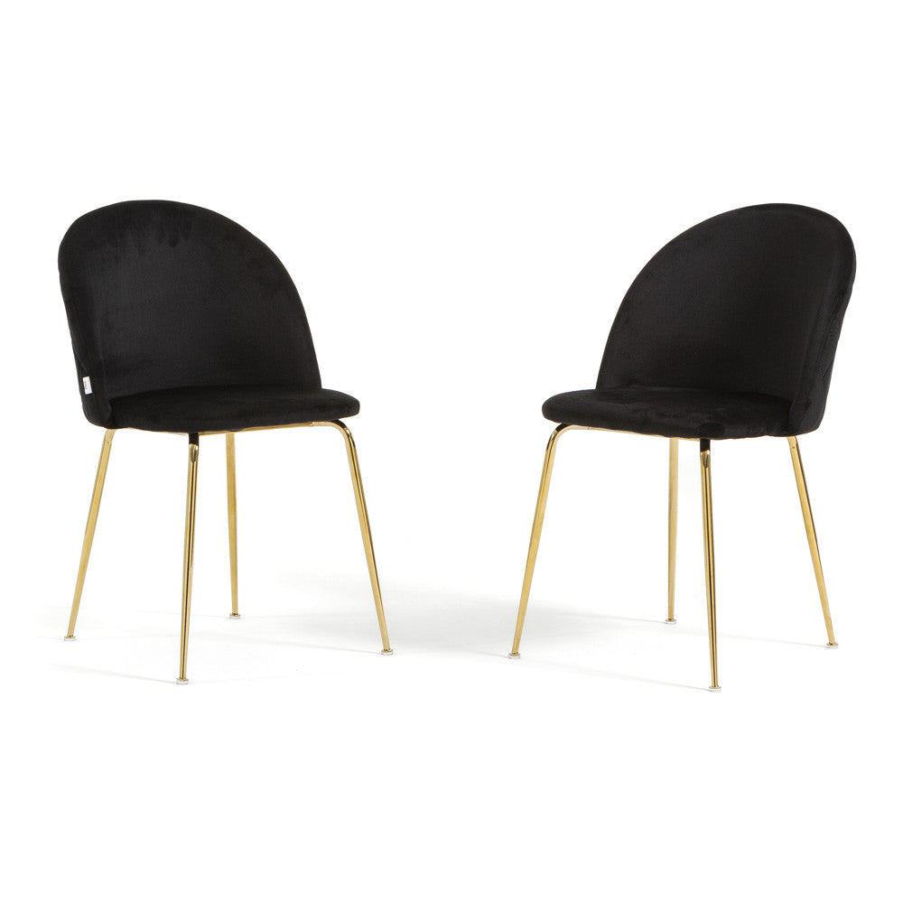 Sara – sedia in velluto con schienale trapuntato a quadri, colore nero, gambe oro