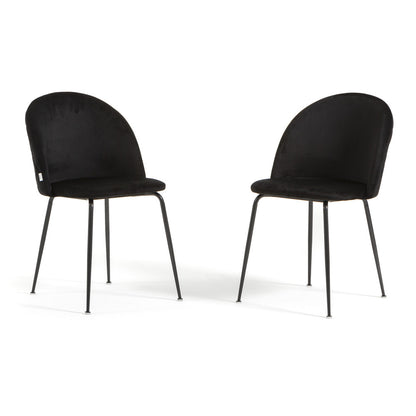Sara – sedia in velluto con schienale trapuntato a quadri, colore nero, gambe grigio scuro