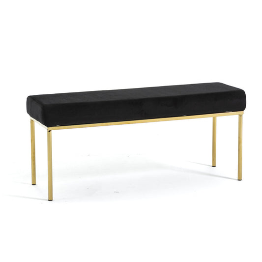 Chloe – panchina imbottita in velluto con struttura cromata, colore nero, gambe oro, tipo di tessuto velluto