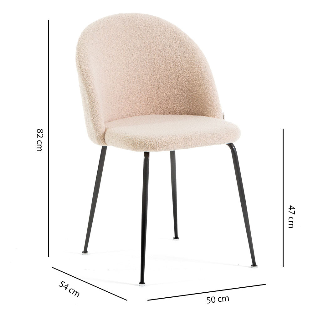 Sara – sedia in tessuto teddy con gambe in metallo