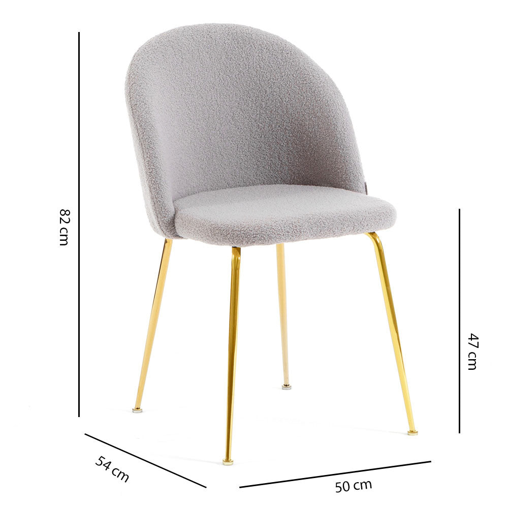 Sara – sedia in tessuto teddy con gambe in metallo