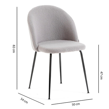 Sara – sedia in tessuto teddy con gambe in metallo
